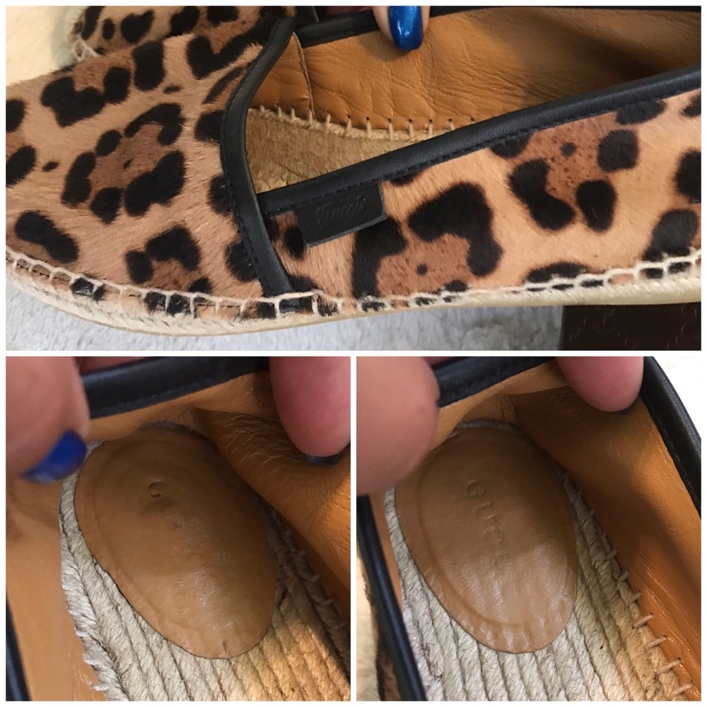 👑✅PRICE FIRM✅ AUTHENTIC Calf Hair GUCCI Leopard Espadrille Flats - Picture 9 of 16